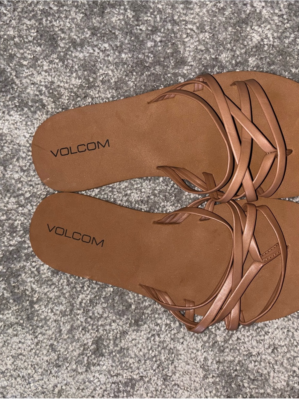 Volcom Women's Tan Braided Strap Slide Sandals